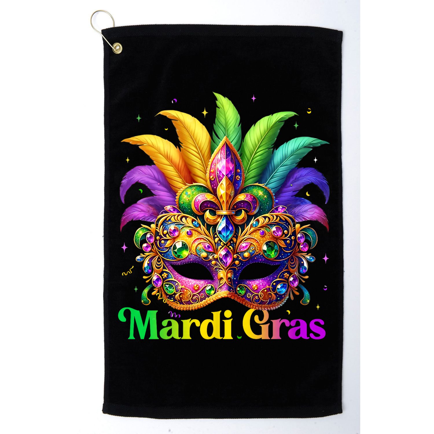 Mardi Gras Mask Feather Party Mardi Gras Carnival Mask Fleur De Lis Golf Towel