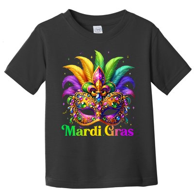 Mardi Gras Mask Feather Party Mardi Gras Carnival Mask Fleur De Lis Toddler T-Shirt