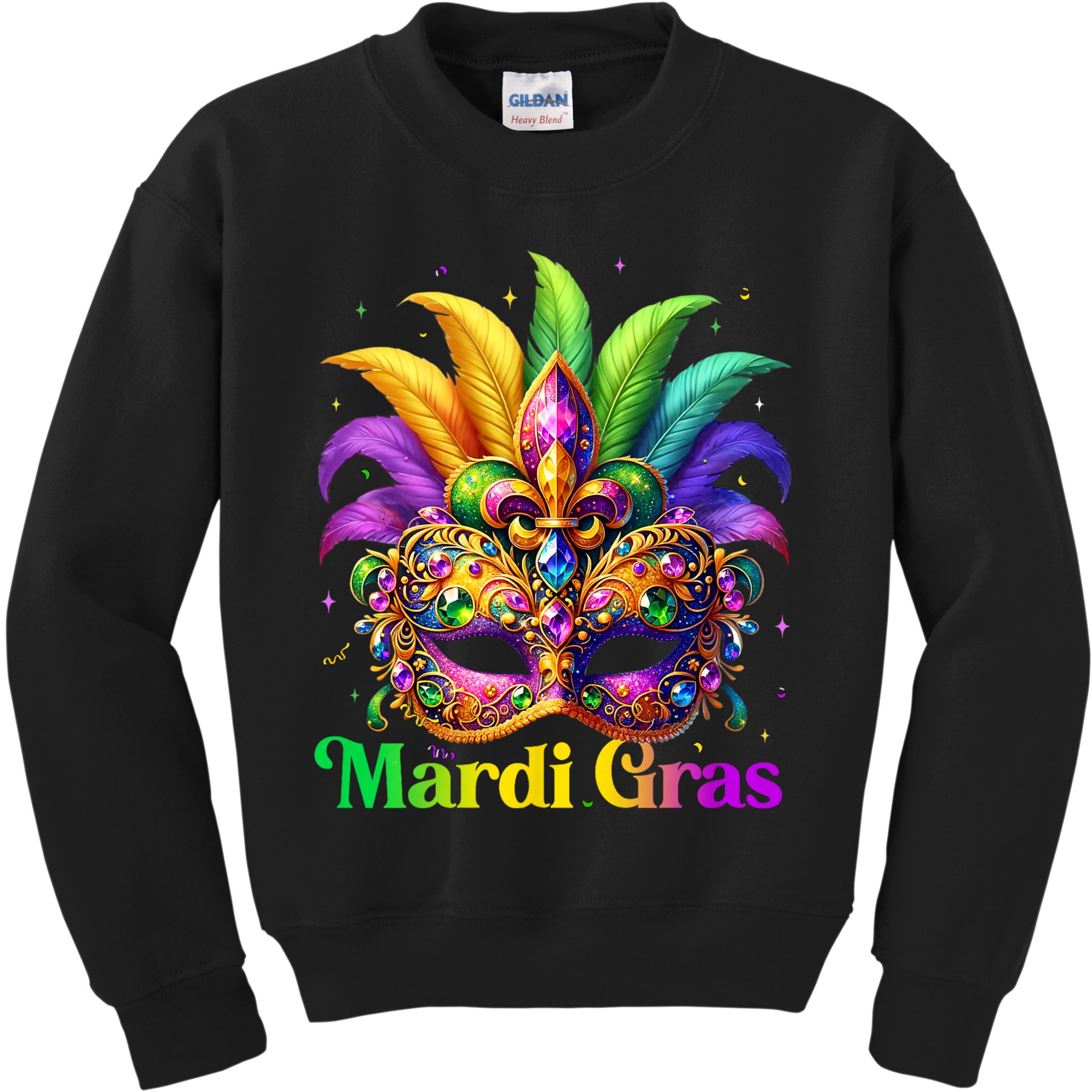 Mardi Gras Mask Feather Party Mardi Gras Carnival Mask Fleur De Lis Kids Sweatshirt