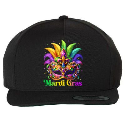 Mardi Gras Mask Feather Party Mardi Gras Carnival Mask Fleur De Lis Wool Snapback Cap