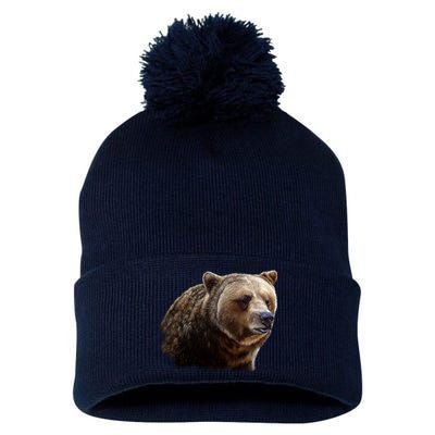 Majestic Grizzly Pom Pom 12in Knit Beanie