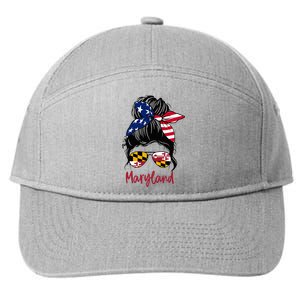 Maryland Girl Maryland Flag State Girlfriend Messy Bun 7-Panel Snapback Hat