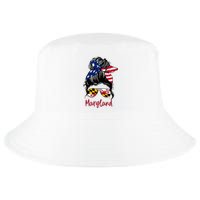 Maryland Girl Maryland Flag State Girlfriend Messy Bun Cool Comfort Performance Bucket Hat