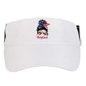 Maryland Girl Maryland Flag State Girlfriend Messy Bun Adult Drive Performance Visor