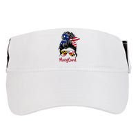 Maryland Girl Maryland Flag State Girlfriend Messy Bun Adult Drive Performance Visor