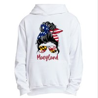 Maryland Girl Maryland Flag State Girlfriend Messy Bun Urban Pullover Hoodie