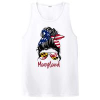 Maryland Girl Maryland Flag State Girlfriend Messy Bun PosiCharge Competitor Tank