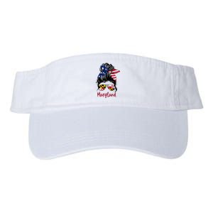 Maryland Girl Maryland Flag State Girlfriend Messy Bun Valucap Bio-Washed Visor