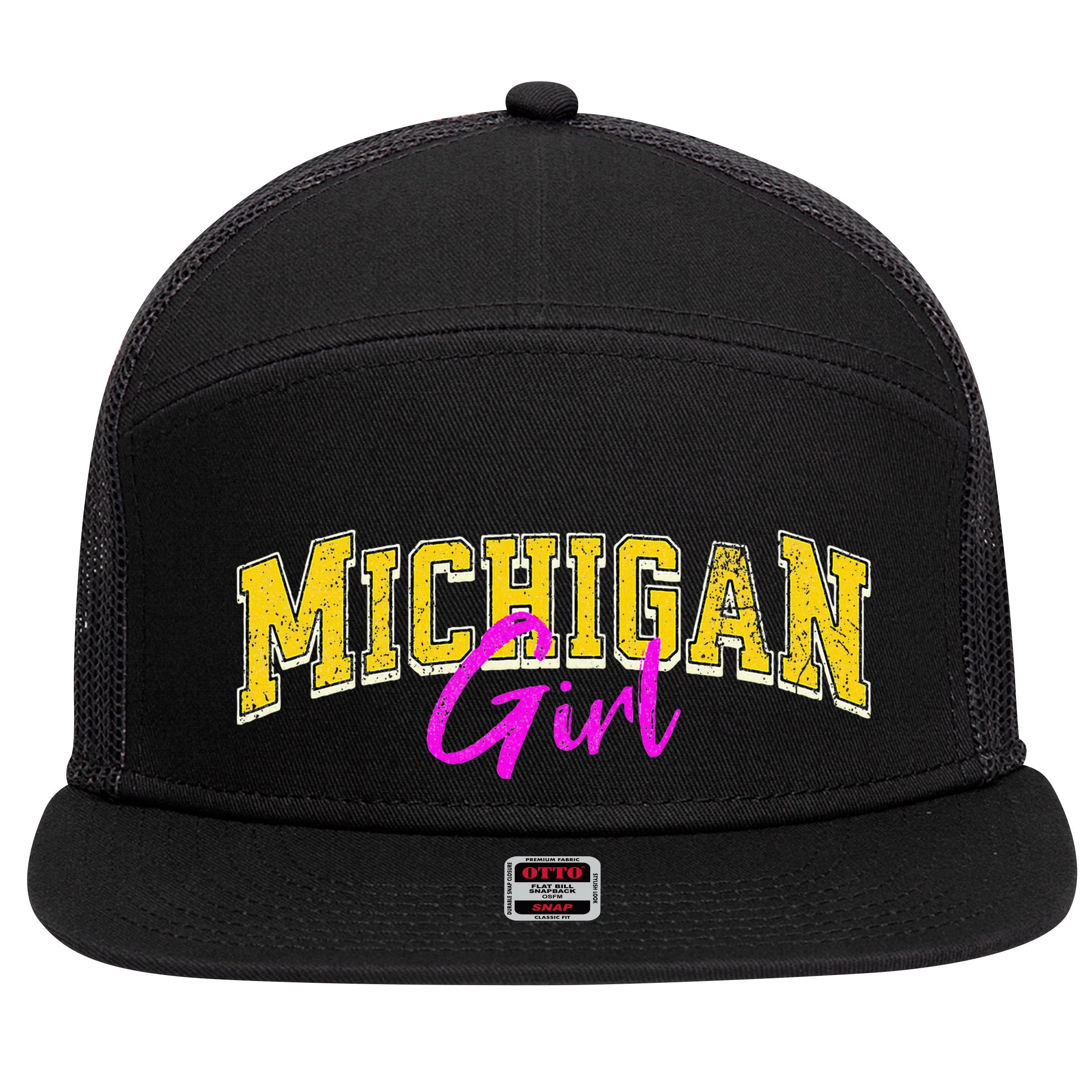 Michigan Girl 7 Panel Mesh Trucker Snapback Hat