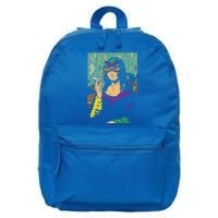 Mardi Gras Mona Lisa Smoking Weed Cannabis 420 Stoner Gift Great Gift 16 in Basic Backpack