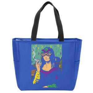 Mardi Gras Mona Lisa Smoking Weed Cannabis 420 Stoner Gift Great Gift Zip Tote Bag