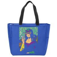 Mardi Gras Mona Lisa Smoking Weed Cannabis 420 Stoner Gift Great Gift Zip Tote Bag