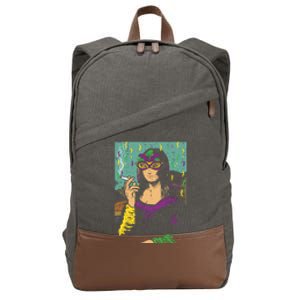 Mardi Gras Mona Lisa Smoking Weed Cannabis 420 Stoner Gift Great Gift Cotton Canvas Backpack