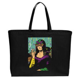 Mardi Gras Mona Lisa Smoking Weed Cannabis 420 Stoner Gift Great Gift Cotton Canvas Jumbo Tote