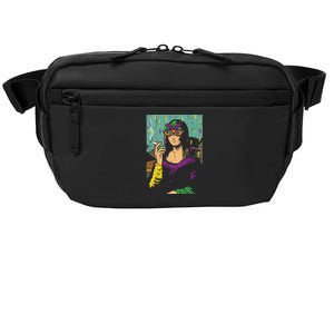 Mardi Gras Mona Lisa Smoking Weed Cannabis 420 Stoner Gift Great Gift Crossbody Pack