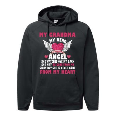 My Grandma My Hero My Angel Performance Fleece Hoodie