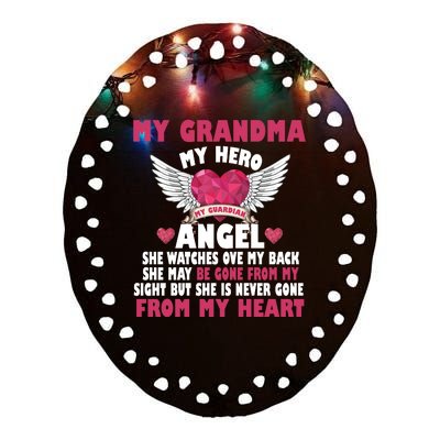 My Grandma My Hero My Angel Ceramic Oval Ornament