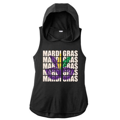 Mardi Gras Mask Mardi Gras Party Costume Ladies PosiCharge Tri-Blend Wicking Draft Hoodie Tank