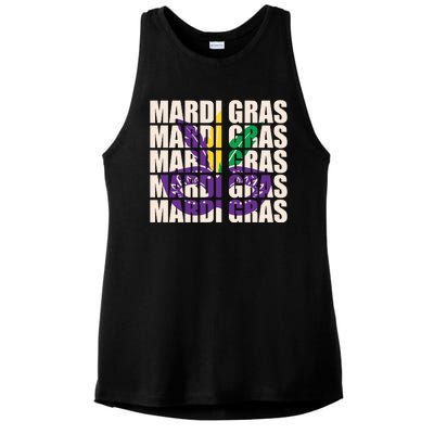 Mardi Gras Mask Mardi Gras Party Costume Ladies PosiCharge Tri-Blend Wicking Tank