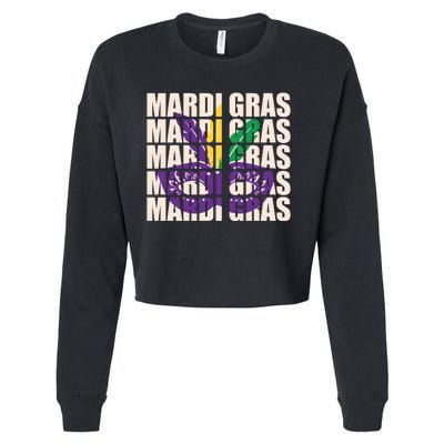 Mardi Gras Mask Mardi Gras Party Costume Cropped Pullover Crew