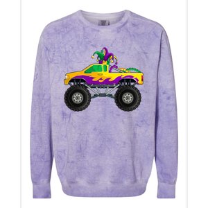 Mardi Gras Monster Truck Beads Jester Hagreat Gift Gift Colorblast Crewneck Sweatshirt