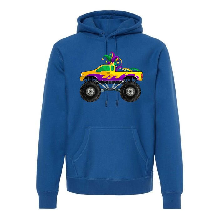 Mardi Gras Monster Truck Beads Jester Hagreat Gift Gift Premium Hoodie