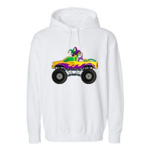 Mardi Gras Monster Truck Beads Jester Hagreat Gift Gift Garment-Dyed Fleece Hoodie