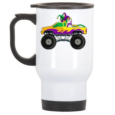 Mardi Gras Monster Truck Beads Jester Hagreat Gift Gift Stainless Steel Travel Mug