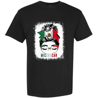 Michoacan Girl Messy Bun Bandana And Glasses Mexico Mexican Garment-Dyed Heavyweight T-Shirt