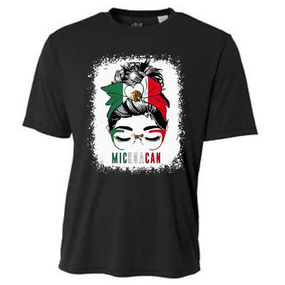 Michoacan Girl Messy Bun Bandana And Glasses Mexico Mexican Cooling Performance Crew T-Shirt