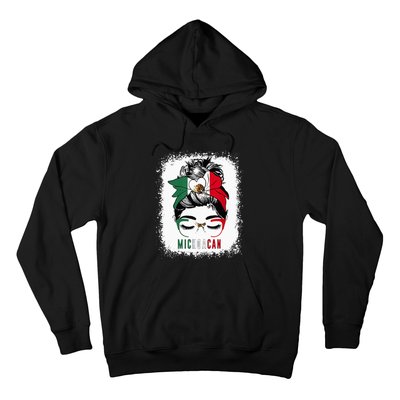 Michoacan Girl Messy Bun Bandana And Glasses Mexico Mexican Hoodie