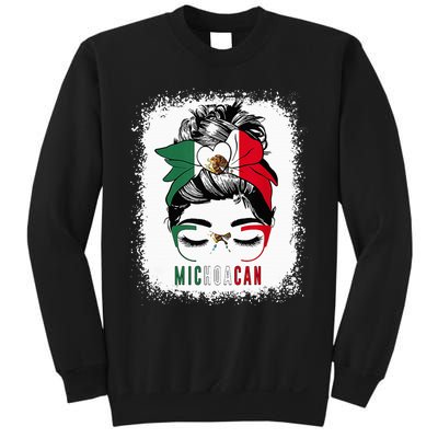 Michoacan Girl Messy Bun Bandana And Glasses Mexico Mexican Sweatshirt