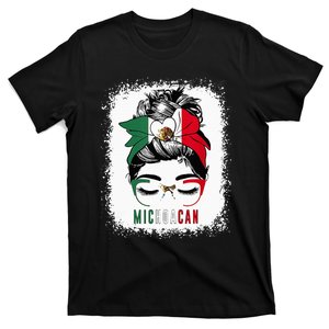 Michoacan Girl Messy Bun Bandana And Glasses Mexico Mexican T-Shirt