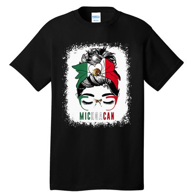 Michoacan Girl Messy Bun Bandana And Glasses Mexico Mexican Tall T-Shirt