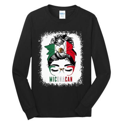 Michoacan Girl Messy Bun Bandana And Glasses Mexico Mexican Tall Long Sleeve T-Shirt