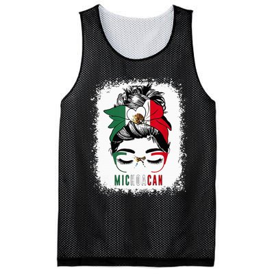 Michoacan Girl Messy Bun Bandana And Glasses Mexico Mexican Mesh Reversible Basketball Jersey Tank