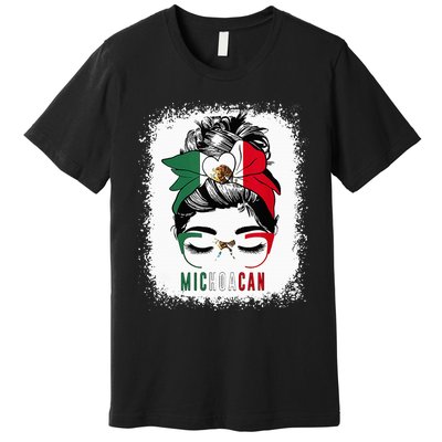 Michoacan Girl Messy Bun Bandana And Glasses Mexico Mexican Premium T-Shirt