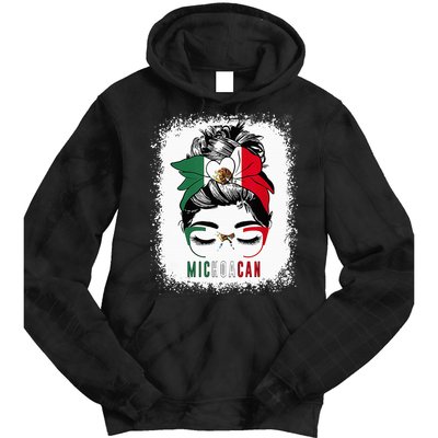 Michoacan Girl Messy Bun Bandana And Glasses Mexico Mexican Tie Dye Hoodie