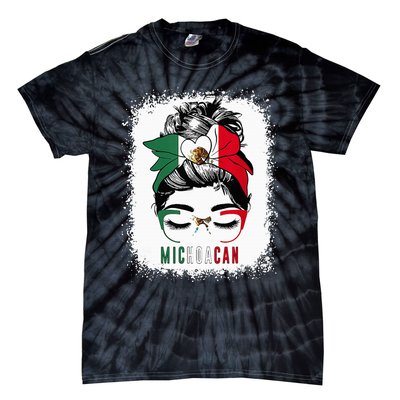 Michoacan Girl Messy Bun Bandana And Glasses Mexico Mexican Tie-Dye T-Shirt