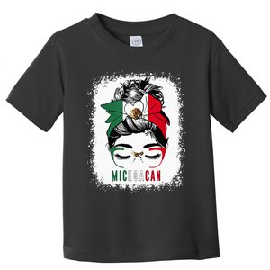 Michoacan Girl Messy Bun Bandana And Glasses Mexico Mexican Toddler T-Shirt