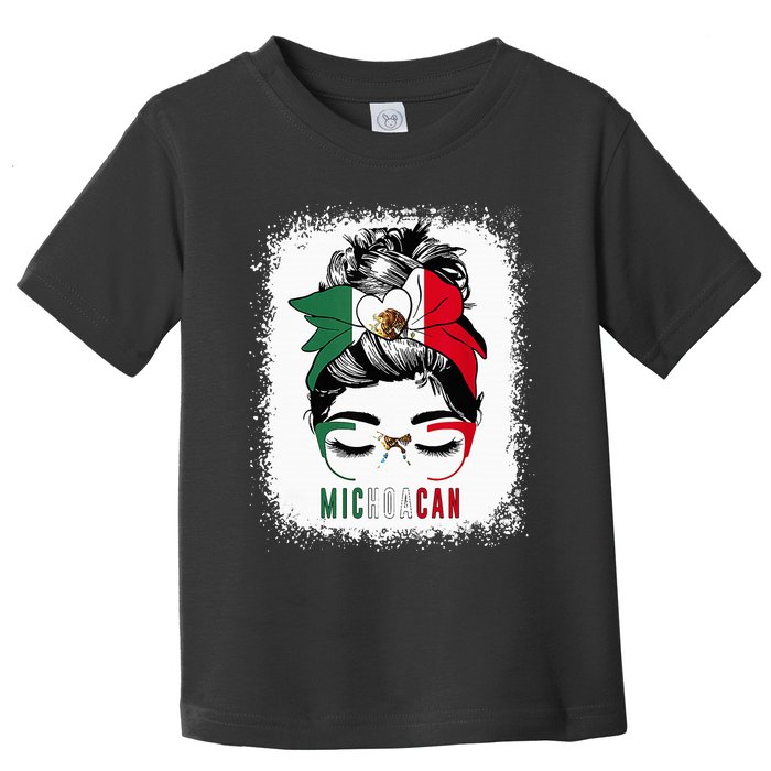 Michoacan Girl Messy Bun Bandana And Glasses Mexico Mexican Toddler T-Shirt