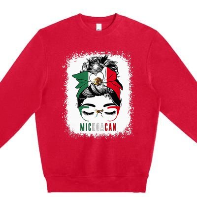 Michoacan Girl Messy Bun Bandana And Glasses Mexico Mexican Premium Crewneck Sweatshirt