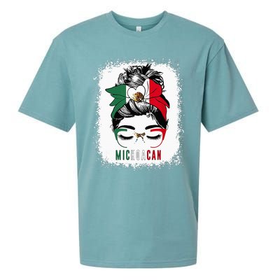 Michoacan Girl Messy Bun Bandana And Glasses Mexico Mexican Sueded Cloud Jersey T-Shirt