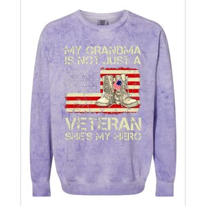 My Grandma Not Just Veteran She Is Hero Combat Boots US Flag Colorblast Crewneck Sweatshirt