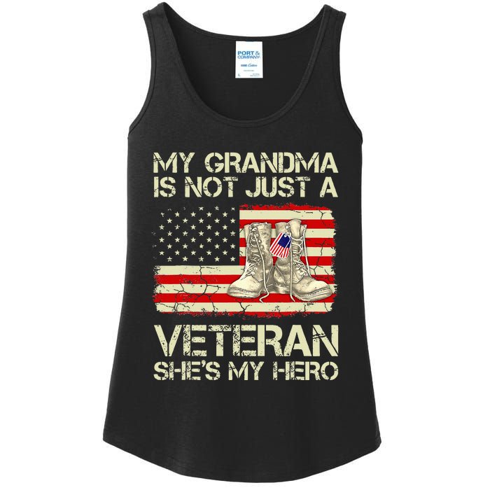 My Grandma Not Just Veteran She Is Hero Combat Boots US Flag Ladies Essential Tank