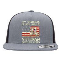 My Grandma Not Just Veteran She Is Hero Combat Boots US Flag Flat Bill Trucker Hat