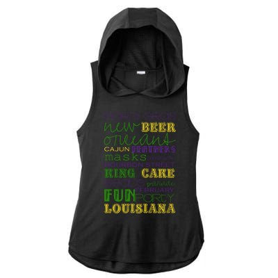 Mardi Gras New Orleans Festive Fun Party Ladies PosiCharge Tri-Blend Wicking Draft Hoodie Tank