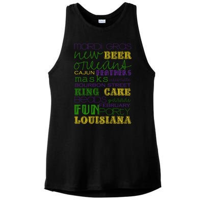 Mardi Gras New Orleans Festive Fun Party Ladies PosiCharge Tri-Blend Wicking Tank