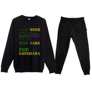 Mardi Gras New Orleans Festive Fun Party Premium Crewneck Sweatsuit Set