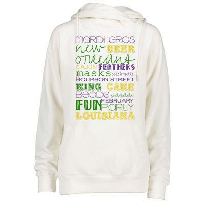 Mardi Gras New Orleans Festive Fun Party Womens Funnel Neck Pullover Hood